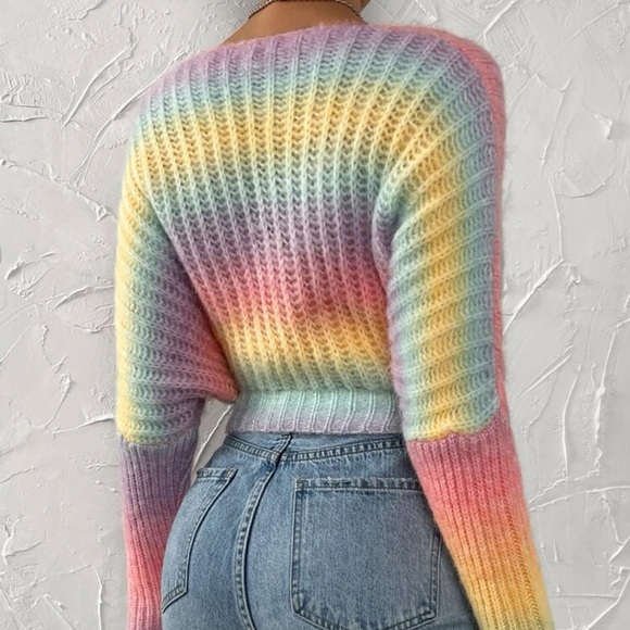 New ombre wrap v neck sweater - Picture 4 of 6